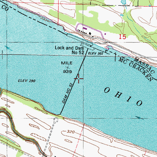 Topographic Map of Ohio River Pool, KY