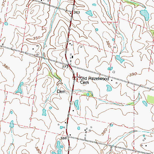Topographic Map of Old Hazelwood Cemetery, KY