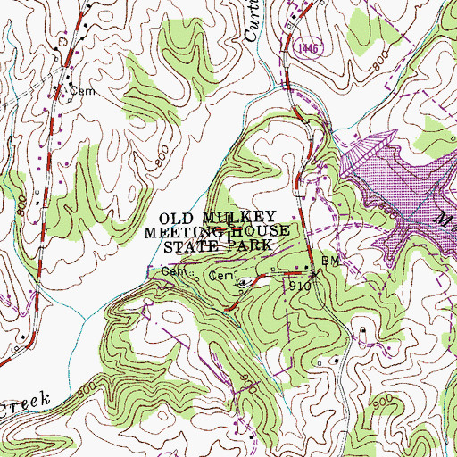 Topographic Map of Old Mulkey Meeting House State Park, KY