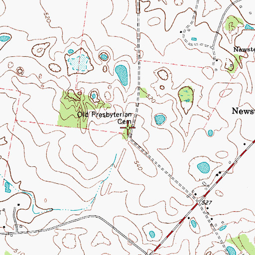 Topographic Map of Old Presbyterian Cemetery, KY