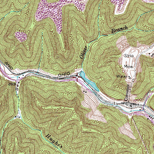 Topographic Map of Oliver Branch, KY
