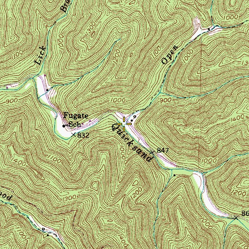Topographic Map of Open Fork, KY