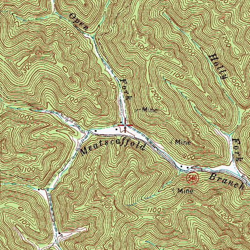 Topographic Map of Open Fork, KY