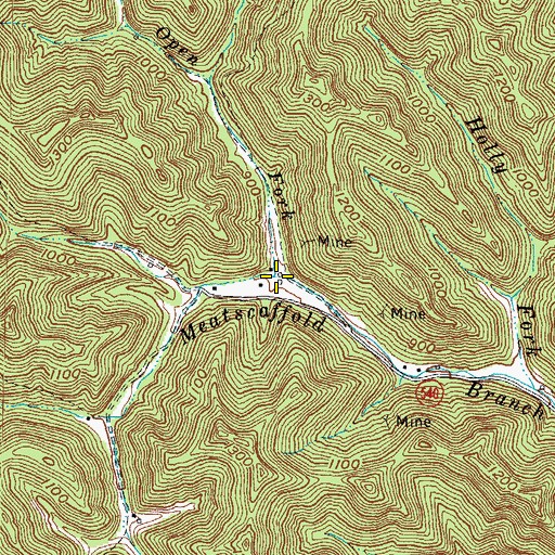 Topographic Map of Open Fork, KY