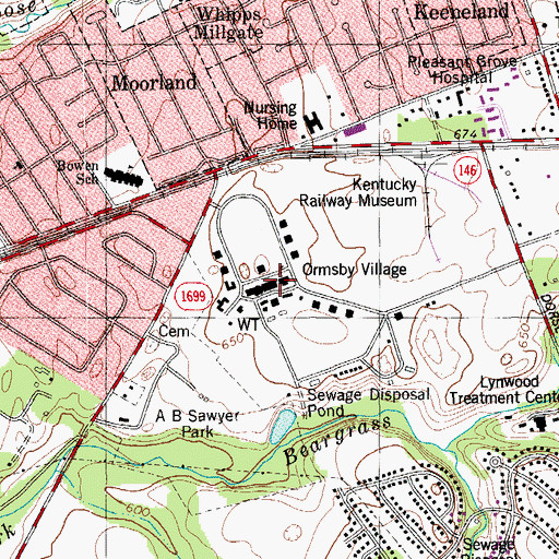 Topographic Map of Ormsby Village State Reservation, KY