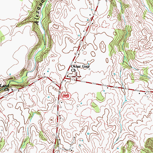 Topographic Map of Otter Gap Church, KY