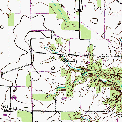 Topographic Map of Outland Cemetery, KY