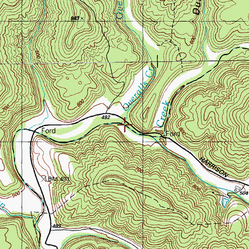 Topographic Map of Overalls Creek, KY