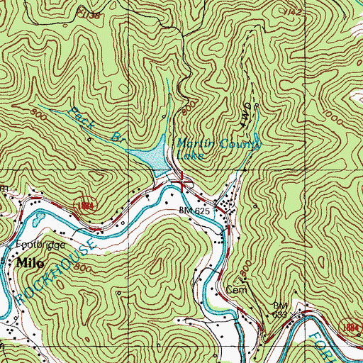 Topographic Map of Pack Branch, KY