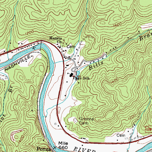 Topographic Map of Page School, KY
