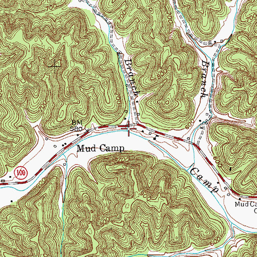 Topographic Map of Palmore Branch, KY