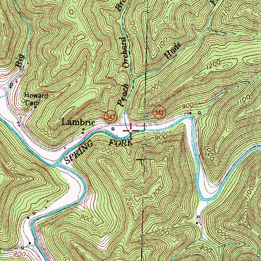 Topographic Map of Peach Orchard Branch, KY