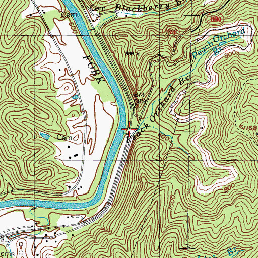 Topographic Map of Peach Orchard Branch, KY
