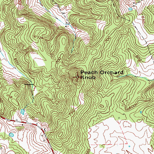 Topographic Map of Peach Orchard Knob, KY