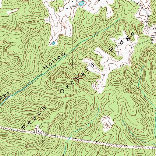 Topographic Map of Peach Orchard Ridge, KY