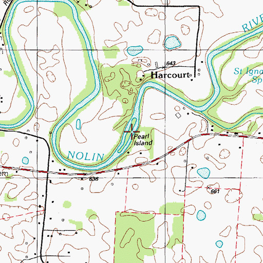 Topographic Map of Pearl Island, KY