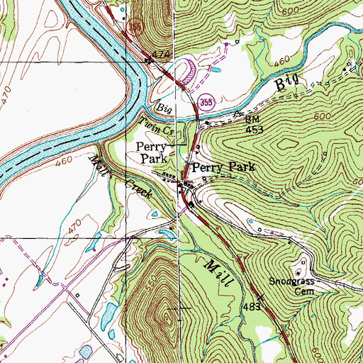Topographic Map of Perry Park, KY