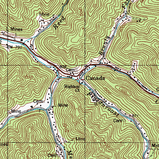 Topographic Map of Pigeonroost Branch, KY