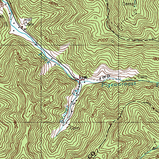 Topographic Map of Pigeonroost Fork, KY