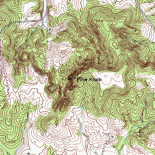 Topographic Map of Pine Knob, KY