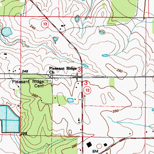 Topographic Map of Hickory Plains School, AR