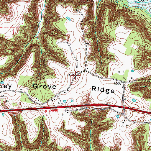 Topographic Map of Piney Grove Ridge, KY