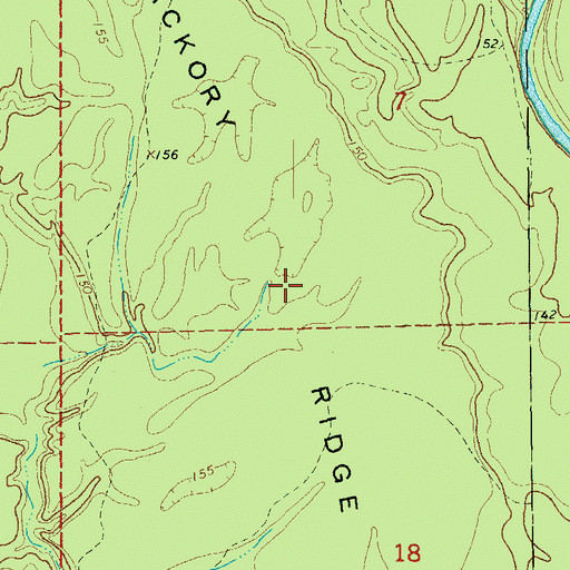 Topographic Map of Hickory Ridge, AR