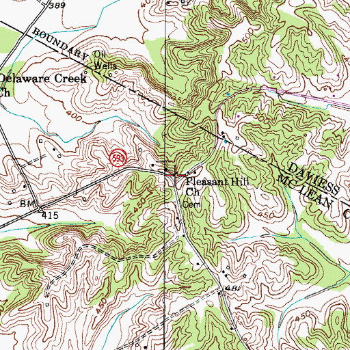 Topographic Map of Pleasant Hill Church, KY