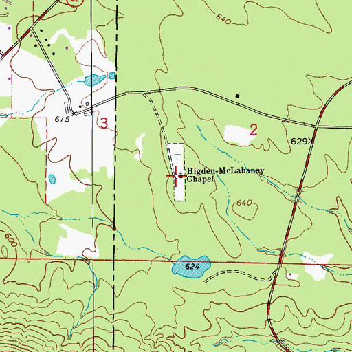 Topographic Map of Higden-McLahaney Chapel, AR