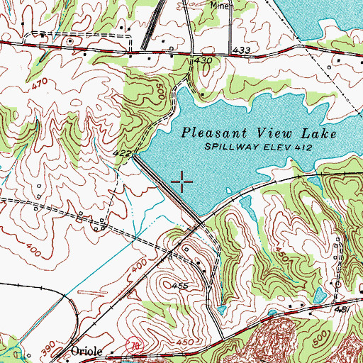 Topographic Map of Pleasant View Lake, KY