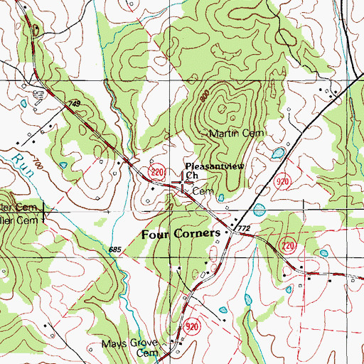 Topographic Map of Pleasantview Church, KY