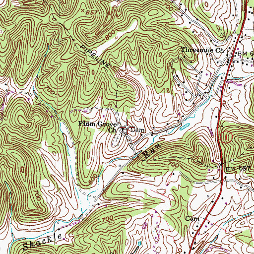 Topographic Map of Plum Grove Church, KY