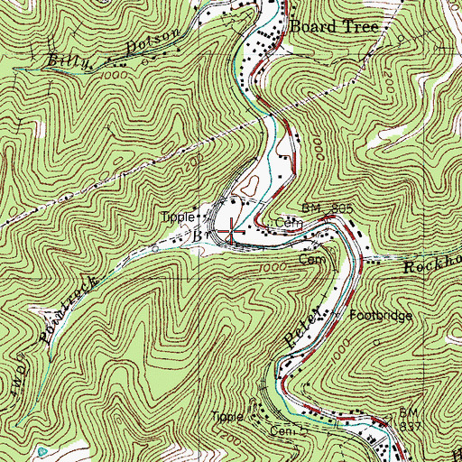 Topographic Map of Pointrock Branch, KY