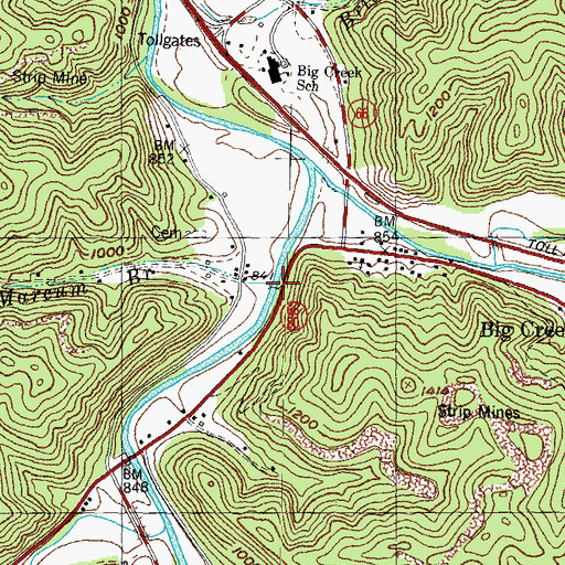 Topographic Map of Polly Marcum Branch, KY