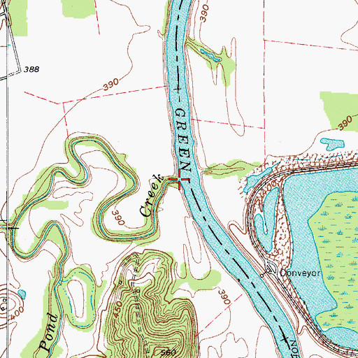 Topographic Map of Pond Creek, KY