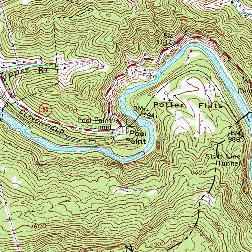 Topographic Map of Pool Point Tunnel, KY