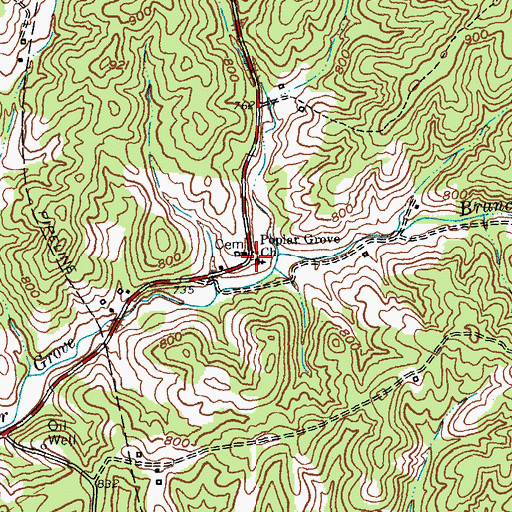 Topographic Map of Poplar Grove Church, KY