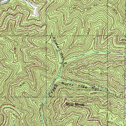 Topographic Map of Powell Hollow, KY