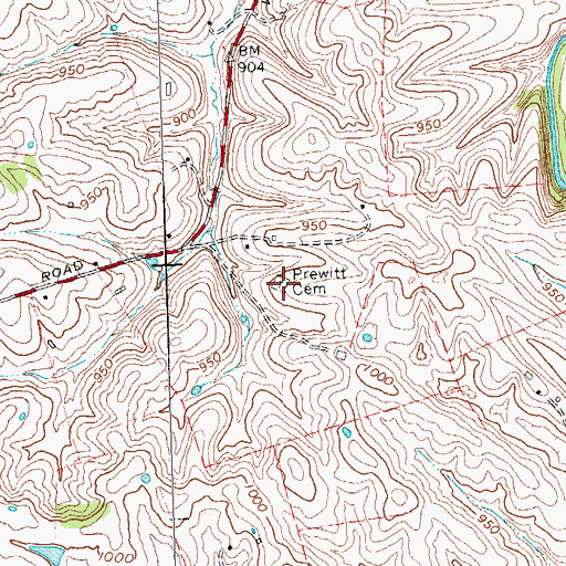 Topographic Map of Prewitt Cemetery, KY
