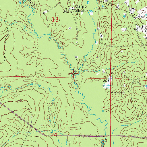 Topographic Map of Hines Branch, AR