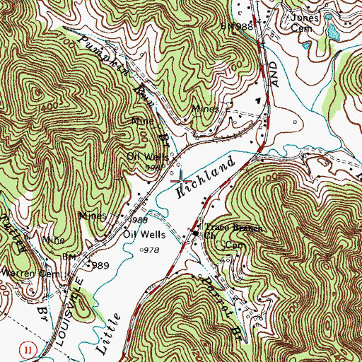 Topographic Map of Pumpkin Run Branch, KY