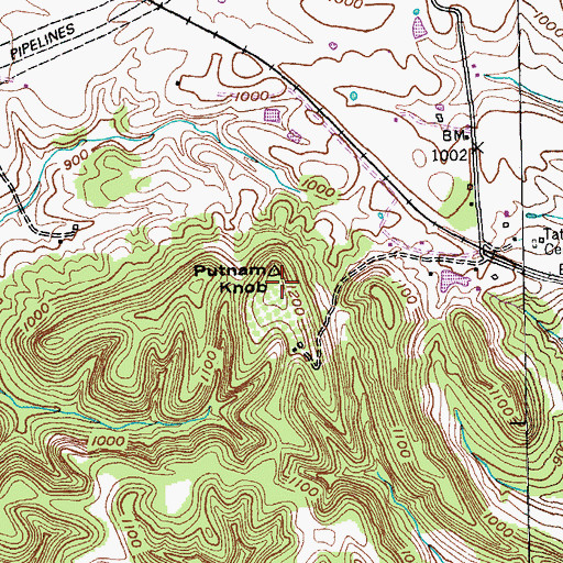 Topographic Map of Putnam Knob, KY