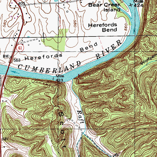 Topographic Map of Raft Creek, KY