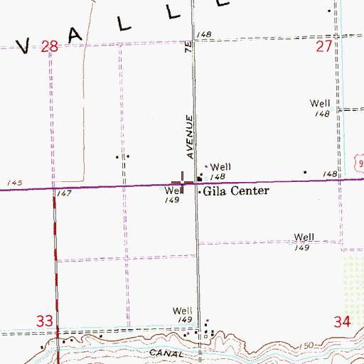Topographic Map of Gila Center, AZ