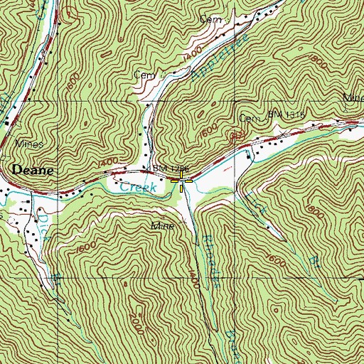 Topographic Map of Rhoades Branch, KY