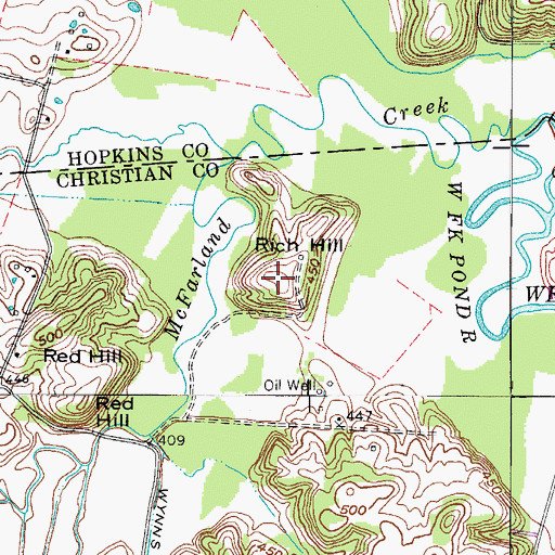 Topographic Map of Rich Hill, KY