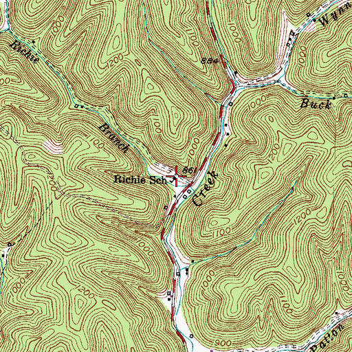 Topographic Map of Richie School, KY