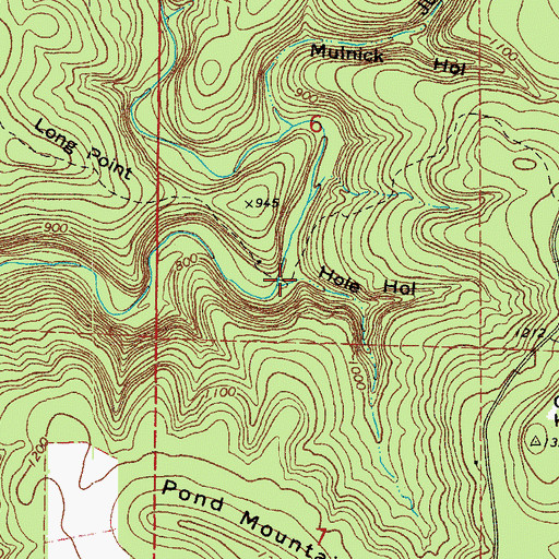 Topographic Map of Hole Hollow, AR