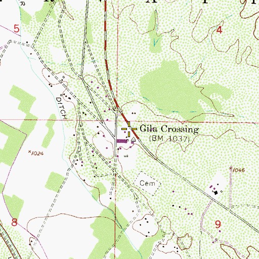 Topographic Map of Gila Crossing, AZ