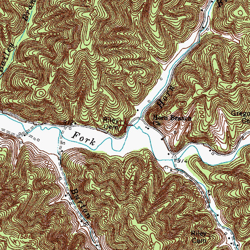 Topographic Map of Riley Cemetery, KY